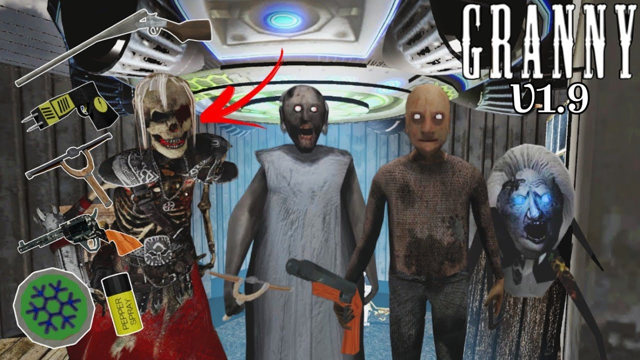 Granny 1.9 All Weapons Vs Skeleton Enemy and Granny Grandpa in New Update