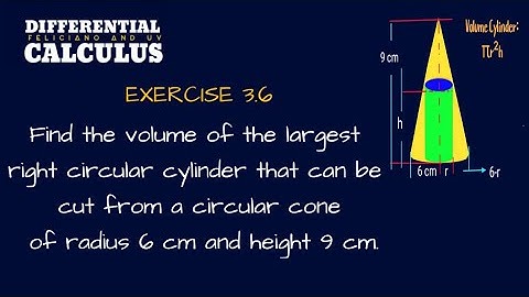 Differential Calculus(Feliciano and Uy) Exercise 3.6_Circular Cylinder in Cone