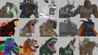 TODOS OS NOVOS KAIJUS ADICIONADOS NO MINECRAFT !! ( GODZILLA AND KON RISE OF THE TITANS ADDON )