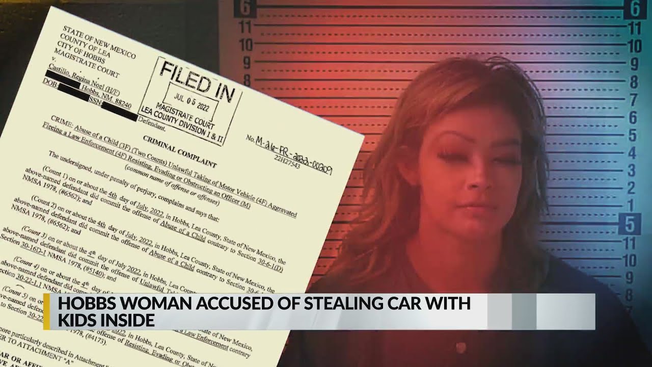 Hobbs woman accused of stealing car with kids inside - YouTube