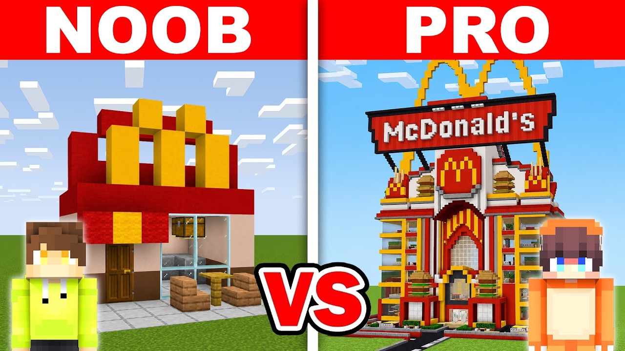 NOOB vs PRO MODERN MCDONALDS HOUSE BUILD CHALLENGE in Minecraft
