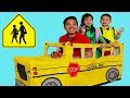 School Bus Tent Pretend Play with Jannie, Lyndon and Uncle