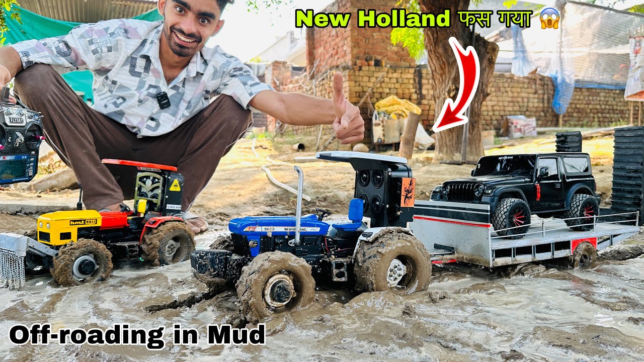 Rc Tractor mud off-roading 🔥🔥New Holland vs Hmt 5911 