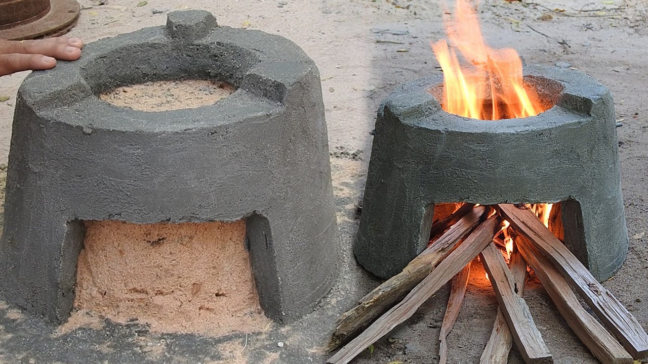 Casting Cement stove from plastic bucket - YouTube