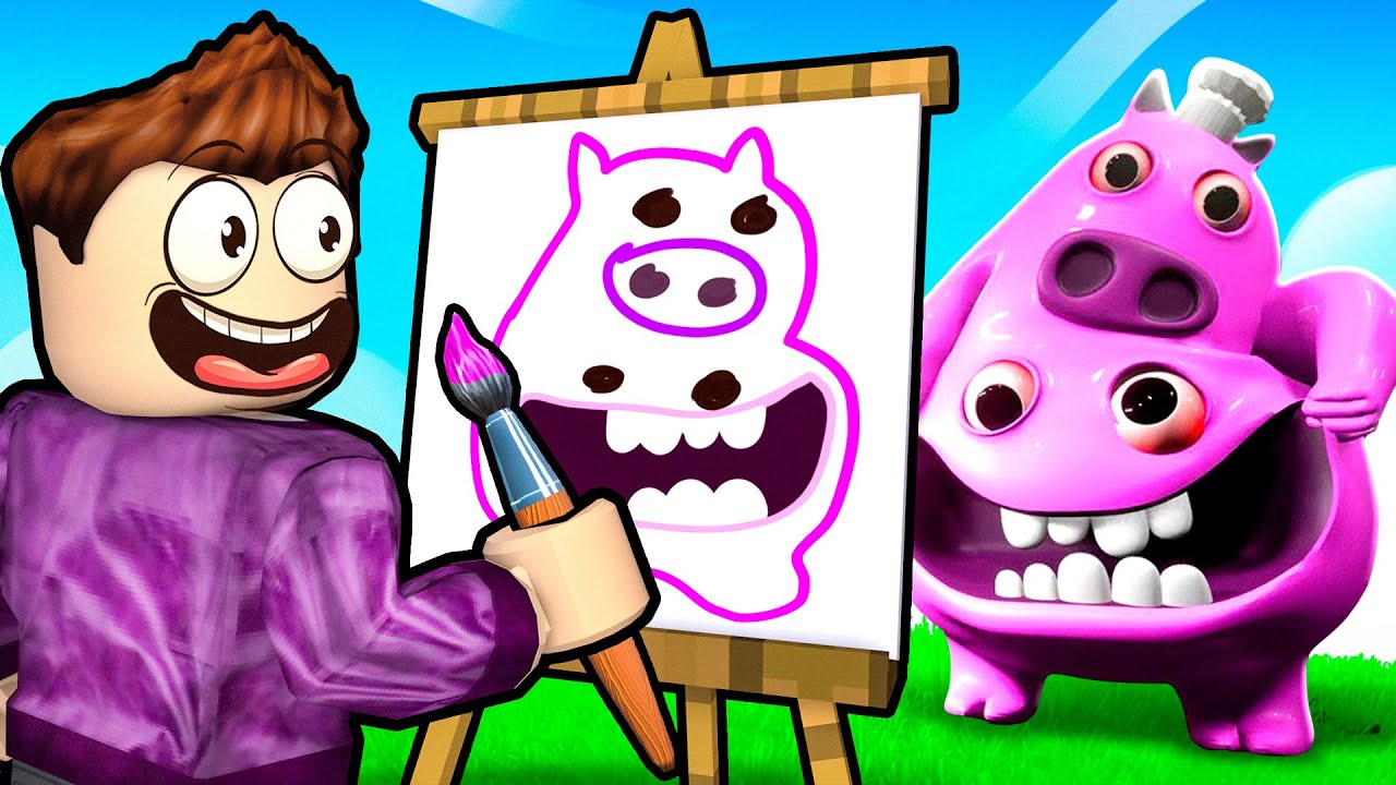 EINE FARBE MALEN CHALLENGE IN ROBLOX!? (ALLES WAS WIR MALEN WIRD LEBENDIG In DOODLE TRANSFORM!)