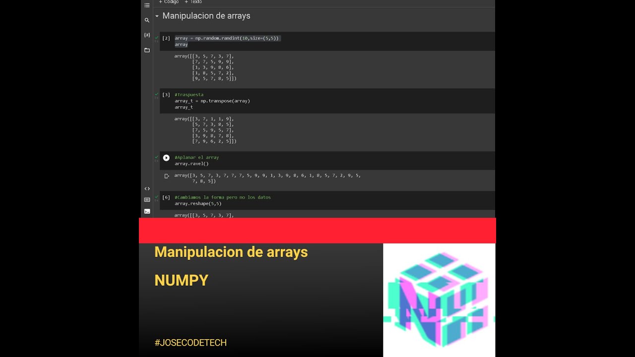 14 Manipulacion de arrays con Numpy - YouTube