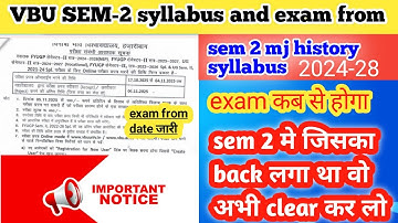 Vbu sem-2 mj-2 history syllabus and exam notice 2024-28 #notice #exam #vbuhazaribagh 