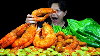 AUTO NGILER!! MUKBANG UDANG SUPER SAMBAL PETE JAMUR BALADO DENGAN CABE SETAN DAN SAYURAN SEGAR