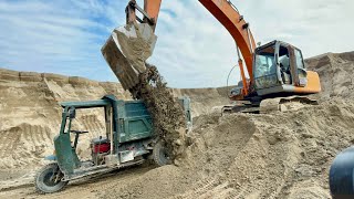 TỔNG HỢP MÁY XÚC TRIỆU VIEW LÀM VIỆC | Công nông chở cát ô tô tải cát | excavator truck