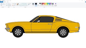 How to draw Ford Mustang Fastback in Ms Paint | Mustang Car Drawing.