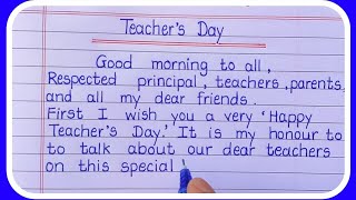 Speech On Teachers Day In English/Teachers Day Speech Writing-Learn -  Youtube