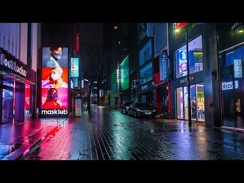[4K HDR] 2AM Seoul Night Walk ☔️ Myeongdong and Euljiro Alley Umbrella Rain Sounds ASMR