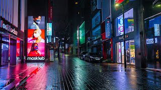 [4K HDR] 02.00 Jalan Malam Seoul ☔️ Hujan Payung Gang Myeongdong dan Euljiro Suara ASMR