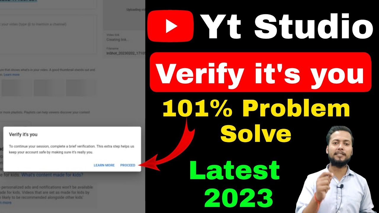 Yt studio Verify that it's You Proceed Problem