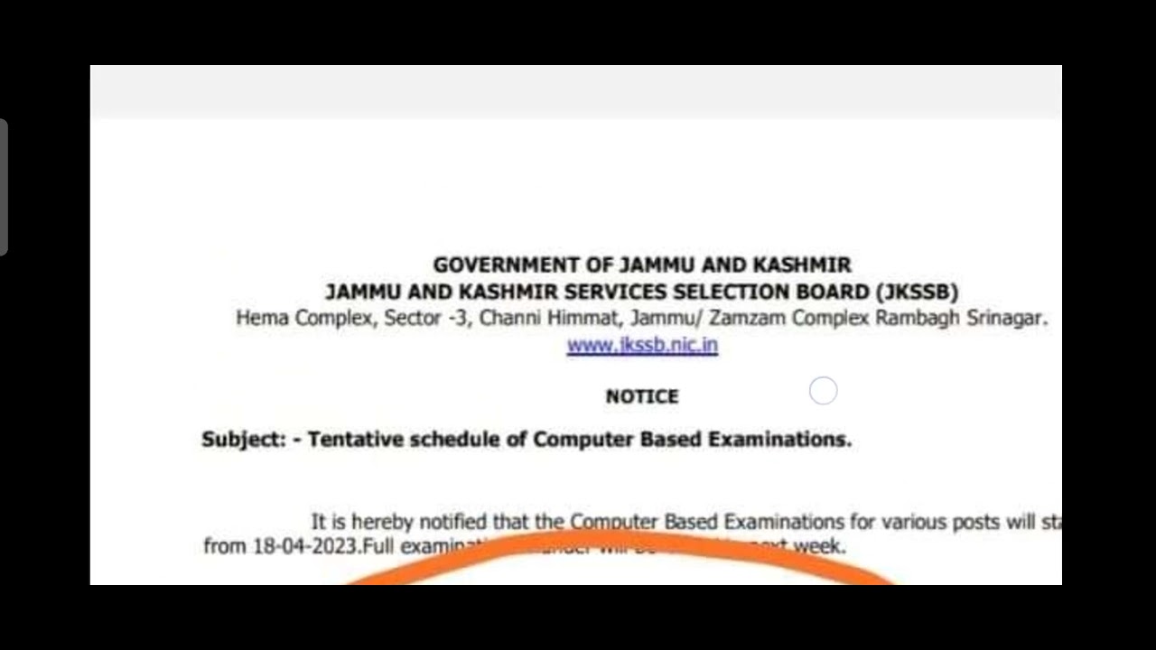 JKSSB TENTATIVE NOTIFICATION FOR CBT EXAMINATION YouTube jkssb-tentative-notification-for-cbt-examination-youtube