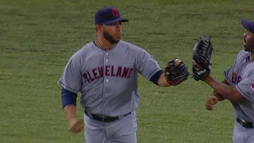 Aviles ends the inning with a jumping catch