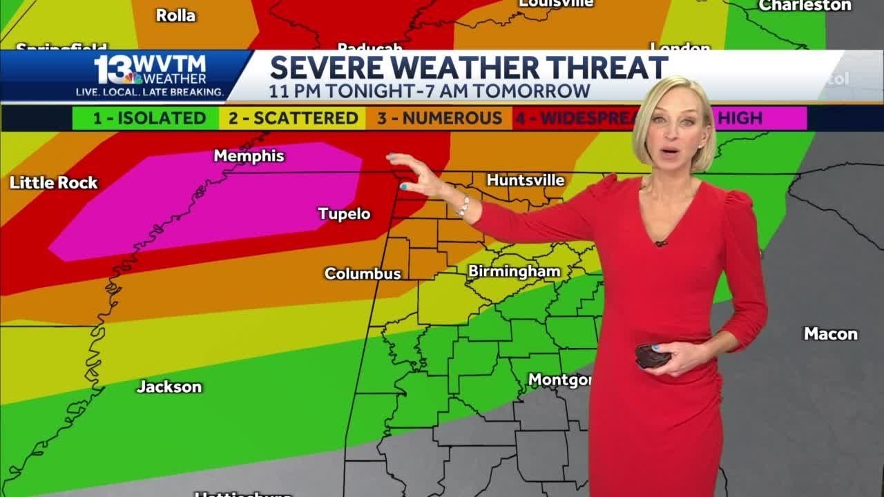 Windy with a few showers today, severe storms possible tonight - YouTube
