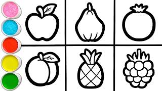 🍏🍑🍐 Let's Draw, Color & Learn Together: 8 Sweet Fruits 🖍️ A Peaceful Art Corner for Kids #438 screenshot 1