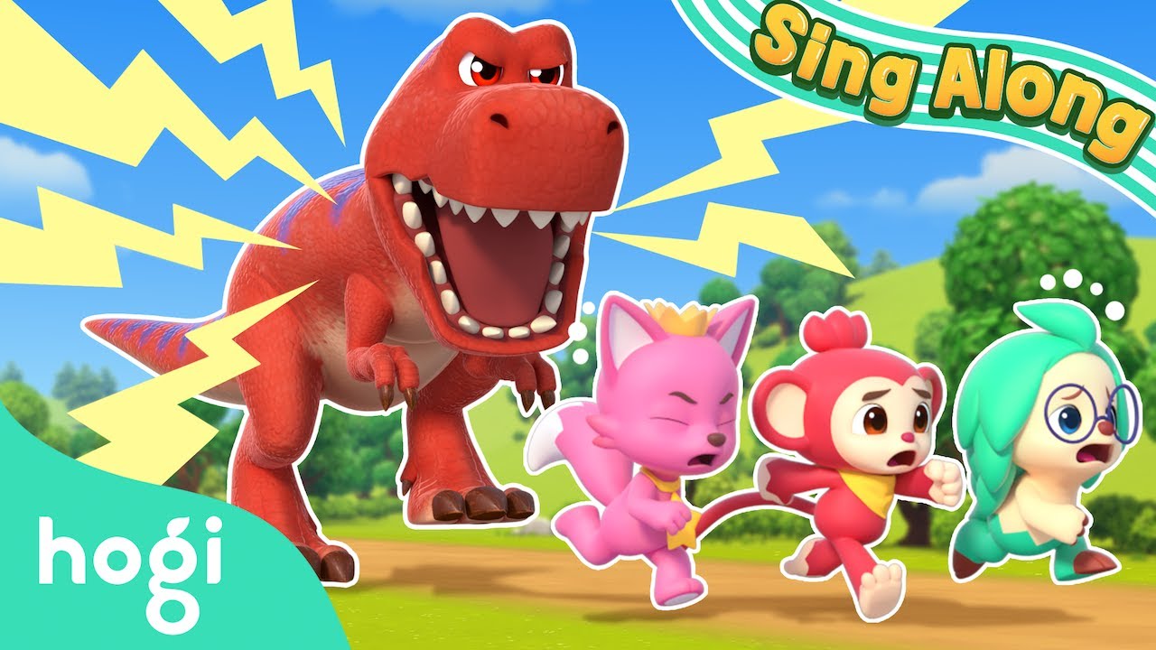 T-Rex in Wonderville 🦖｜Sing Along with Hogi｜T-rex Has Big Feet. Run, Run, Run Away!｜Hogi Pinkfong