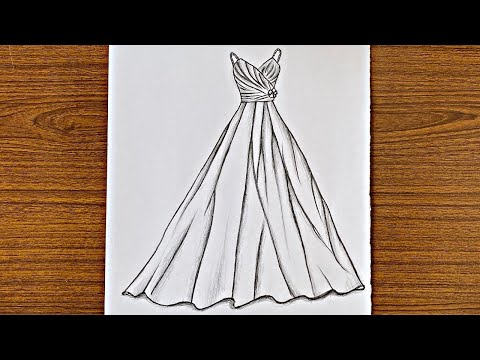 Prenses Elbisesi Çizimi 👗 Elbise nasıl çizilir || تعليم رسم فستان كيوت خطوة بخطوة || رسم كيوت سهل