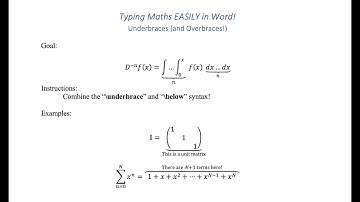 Type Maths Underbraces in Word | EFFICIENT Maths Typing with Word series