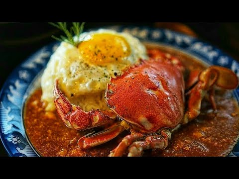 Jeju Island Crab Curry & Rice topped with seasoned mackerel┃제주도 문쏘 황게카레&고등어밥┃Korean Stre