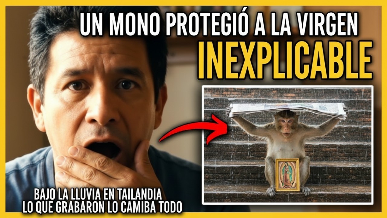 En Tailandia un mono protegió la Virgen de Guadalupe bajo la lluvia… lo que grabaron es inexplicable