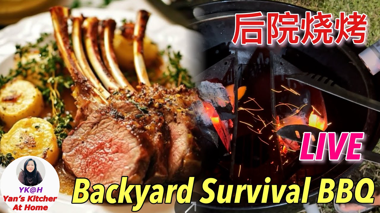 LIVE Cooking  | Backyard Charcoal BBQ Lamb Rack | Father & Son Fire Adventure