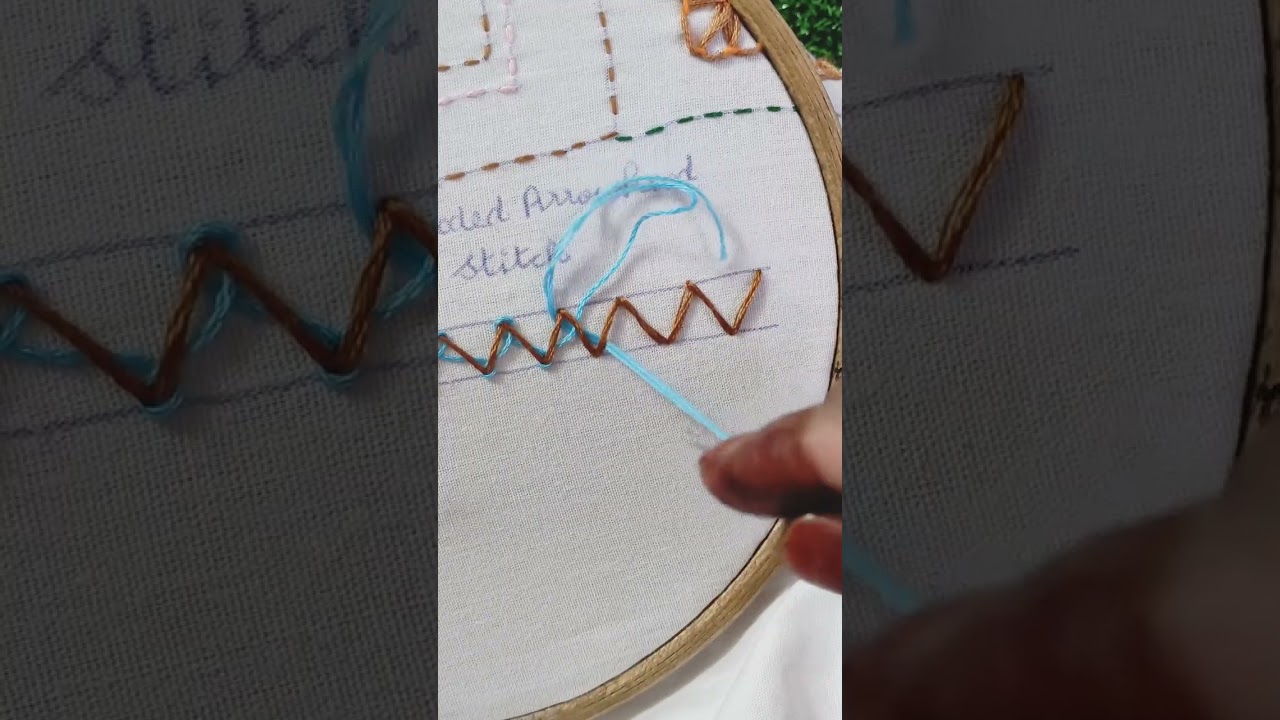 Hand embroidery stitches 🪡 Straight stitch family, Threaded Arrowhead stitch 
