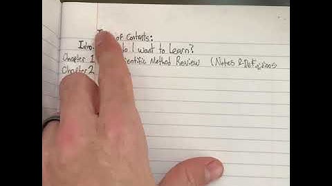 Week 3: Science Journal Table of Contents