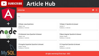 Article Hub (Angular, Node.js, MySQL Database, JWT Token)