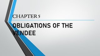 Sales Chapter 5 Obligations of the Vendee