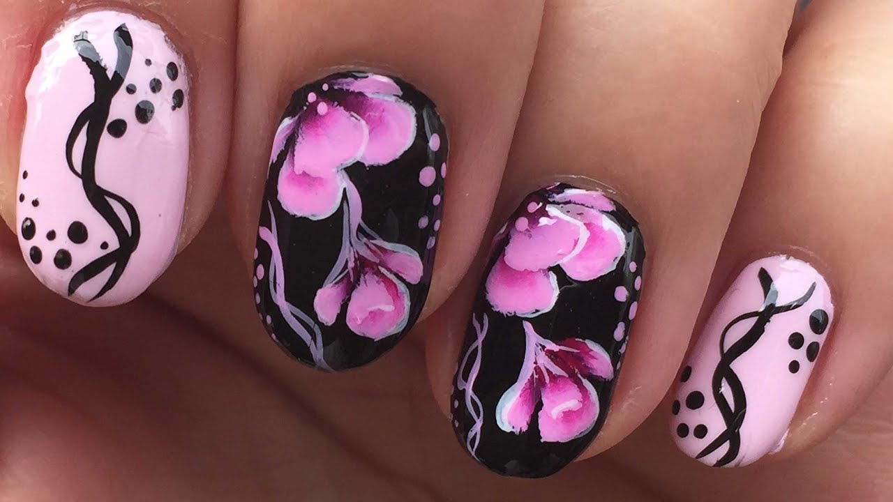 One Stroke Painting NAIL ART - YouTube