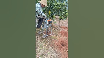Orchard fertilization drilling - good tools and machinery make work more efficient