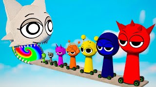 Big & Small INCREDIBOX Sprunki CARS Vs Giant WENDA Sprunki with Rainbow Portal | TEARDOWN