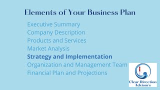 Elements of your Business Plan - Strategy and Implementation