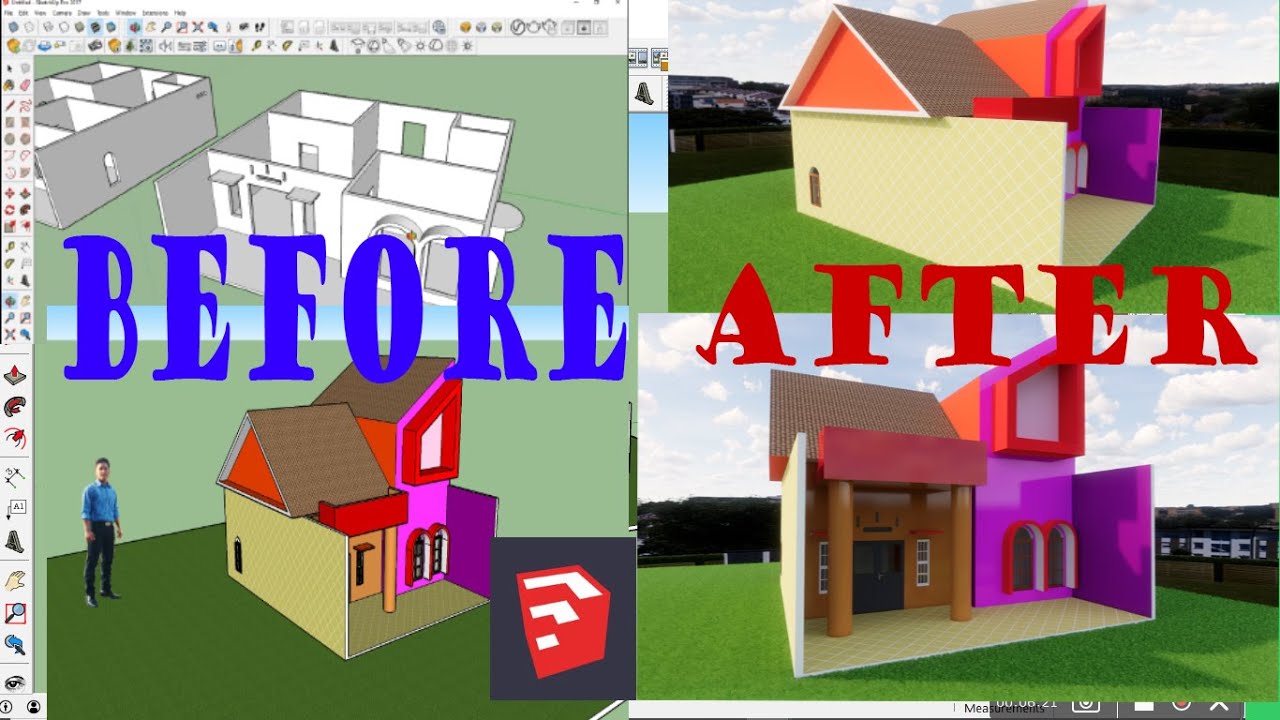 Tutorial Sketchup  Desain  rumah  minimalis  hingga tahap 