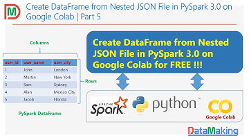 Create DataFrame from Nested JSON File in PySpark 3.0 on Colab | Part 5 | Data Making|DM| DataMaking