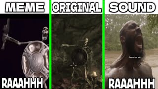 Skeleton Banging Shield Original vs Meme vs Original Sound