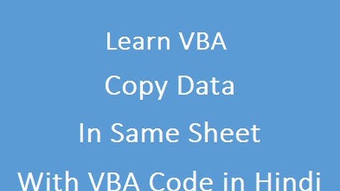 Copy Data in Excel Worksheet With VBA Code