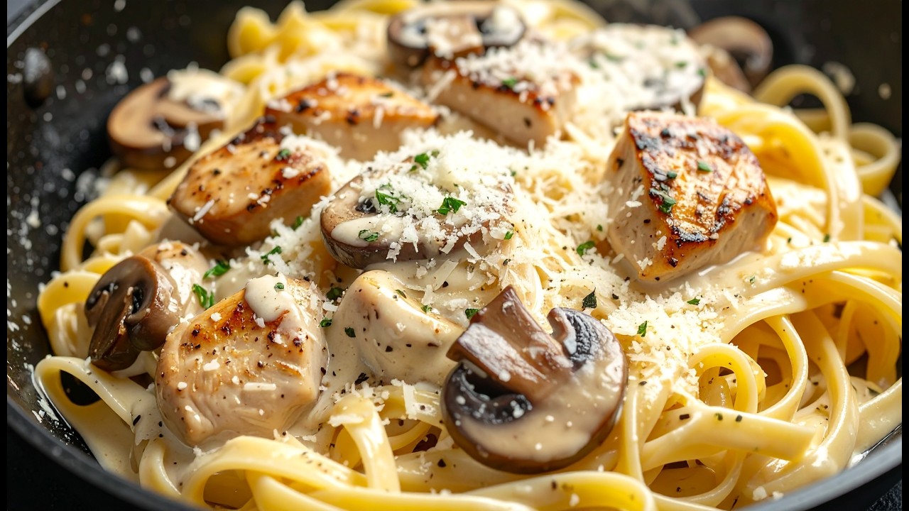 I have never eaten such delicious pasta! Famous alfredo fettuccine recipe with chicken breast!