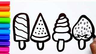 Ice-cream Drawing, painting and coloring for kids \& Toddlers | Ice-cream Drawing and coloring #art