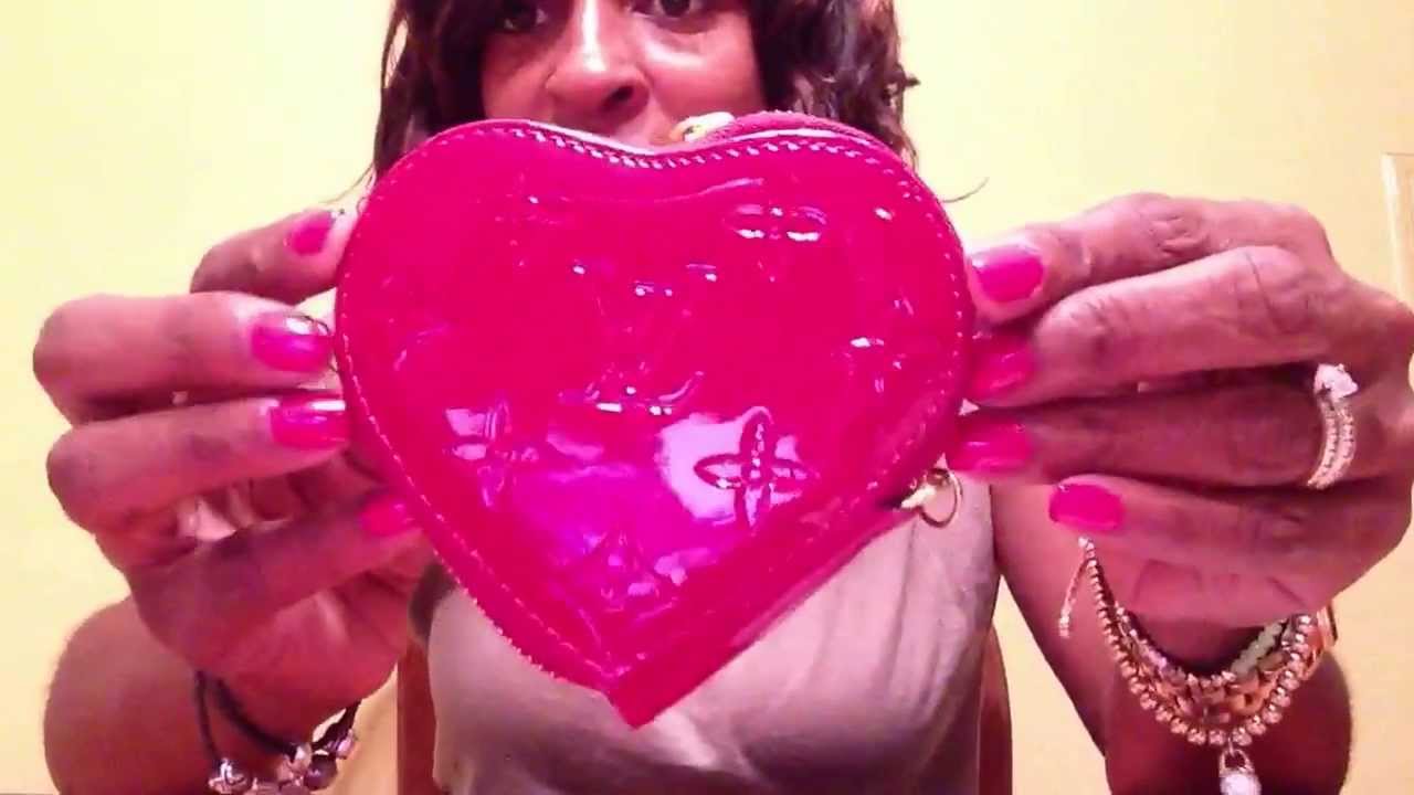 Ioffer Louis Vuitton Pomme D&#39;Amour Vernis Heart Coin Purse unboxing review. - YouTube