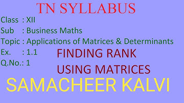 Ex 1.1 - Q.No 1 - 12th Business Maths - Applications of matrices & Determinants