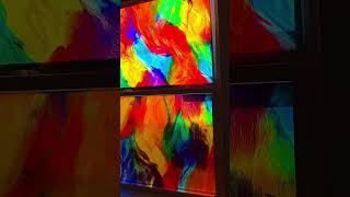 Modern Stained Glass? 🌈 Epoxy Window Art! ✨ #bigmitchbuilds #stonecoat