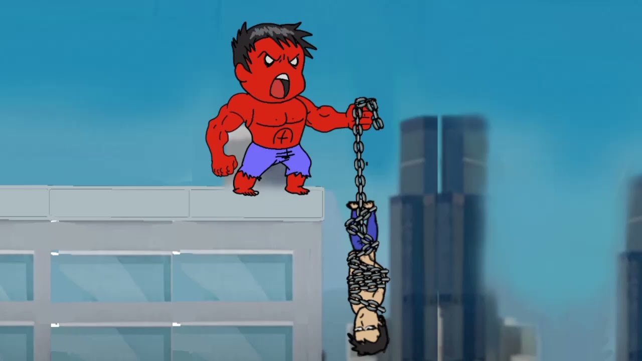 Red Hulk throws Hulk off the building Angry Hulk Transformation