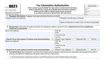 IRS Form 8821 walkthrough (Tax Information Authorization)