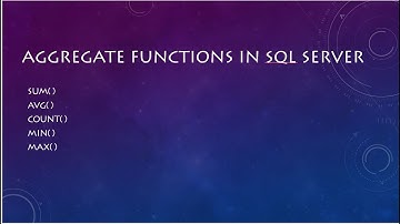 Aggregate Functions In SQL Server