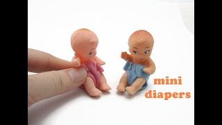 DIY Miniature Doll Mini Baby Diapers - Very Easy! No sew!