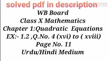 EX:- 1.2, Q.No.4(xvi) to (xviii)ll WB Board Class X Maths ll Urdu/Hindi Medium